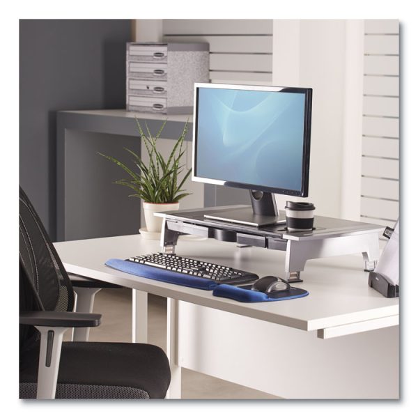 Office Suites Premium Monitor Riser, 27" X 14" X 4" To 6.5", Black/silver - Image 5