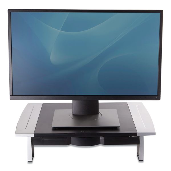 Office Suites Standard Monitor Riser, For 21" Monitors, 19.78" X 14.06" X 4" To 6.5", Black/silver, Supports 80 Lbs - Image 3