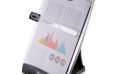 Office Suites Desktop Copyholder With Memo Board, 150 Sheet Capacity, Plastic, Black/silver