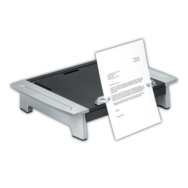 Office Suites Monitor Riser Plus, 19.88" X 14.06" X 4" To 6.5", Black/silver, Supports 80 Lbs - Image 3