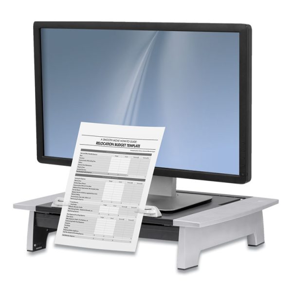 Office Suites Monitor Riser Plus, 19.88" X 14.06" X 4" To 6.5", Black/silver, Supports 80 Lbs - Image 2