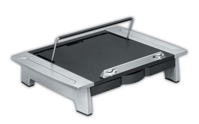 Office Suites Monitor Riser Plus, 19.88″ X 14.06″ X 4″ To 6.5″, Black/silver, Supports 80 Lbs