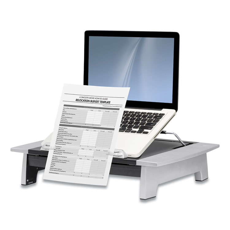 Office Suites Monitor Riser Plus, 19.88" X 14.06" X 4" To 6.5", Black/silver, Supports 80 Lbs - Image 5