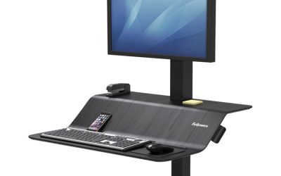 Lotus Ve Sit-Stand Workstation, 29″ X 28.5″ X 27.5″ To 42.5″, Black