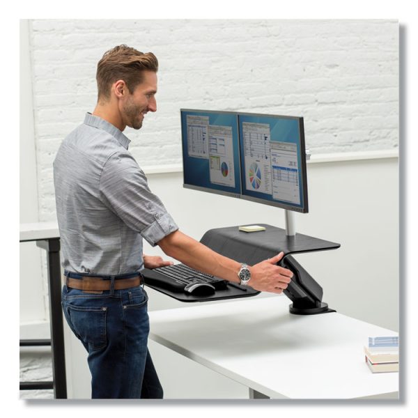 Lotus Rt Sit-Stand Workstation, 48" X 30" X 42.2" To 49.2", Black - Image 7