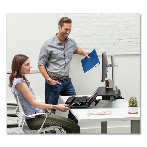 Lotus Rt Sit-Stand Workstation, 48" X 30" X 42.2" To 49.2", Black - Image 8