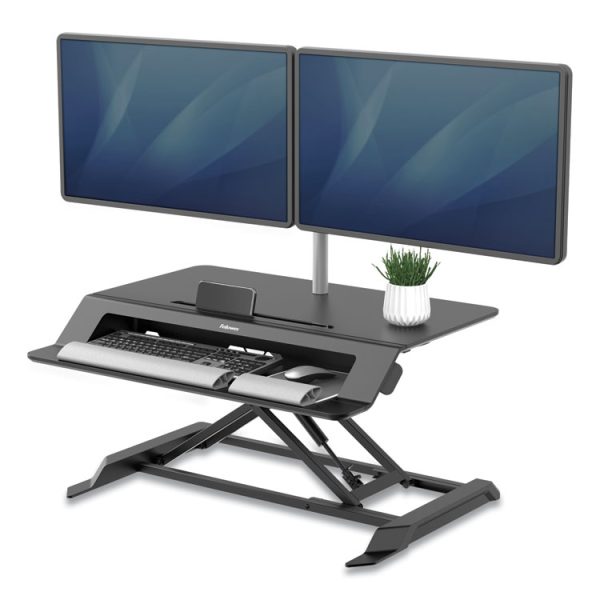 Lotus Lt Sit-Stand Workstation, 34.38" X 28.38" X 7.62", Black - Image 7