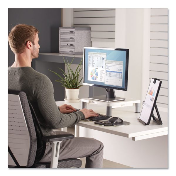 Standard Monitor Riser, For 21" Monitors, 13.38" X 13.63" X 2" To 4", Platinum/graphite, Supports 60 Lbs - Image 4