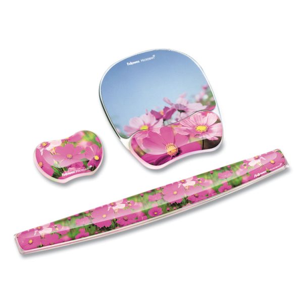 Photo Gel Keyboard Wrist Rest with Microban Protection, 18.56 x 2.31, Pink Flowers Design - Image 3