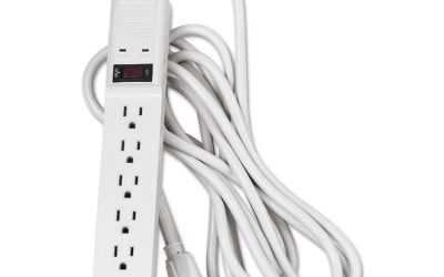 Basic Home/Office Surge Protector, 6 AC Outlets, 15 ft Cord, 450 J, Platinum