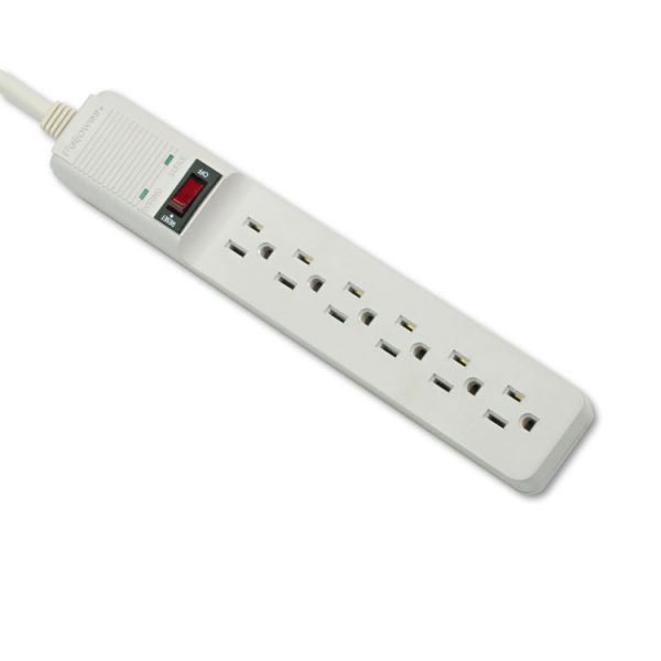 Basic Home/Office Surge Protector, 6 AC Outlets, 15 ft Cord, 450 J, Platinum - Image 2