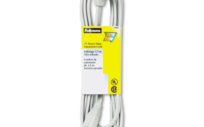 Indoor Heavy-Duty Extension Cord, 15 ft, 15 A, Gray