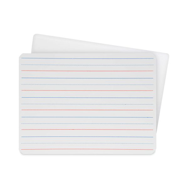 Two-Sided Red and Blue Ruled Dry Erase Board, 12 x 9, Ruled White Front/Unruled White Back, 12/Pack