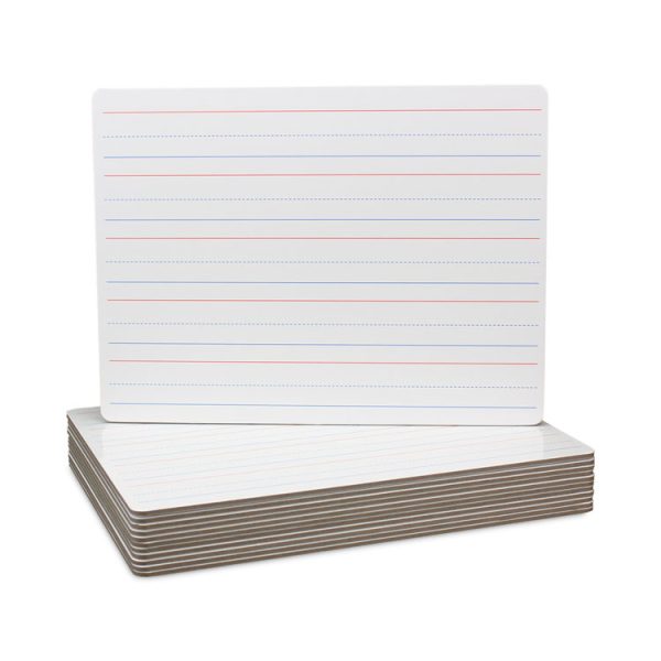 Magnetic Two-Sided Red and Blue Ruled Dry Erase Board, 12 x 9, Ruled White Front/Unruled White Back, 12/Pack - Image 2