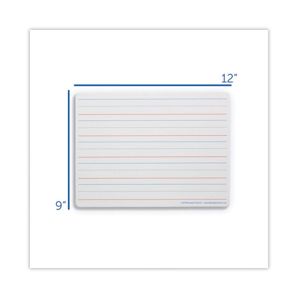 Magnetic Two-Sided Red and Blue Ruled Dry Erase Board, 12 x 9, Ruled White Front/Unruled White Back, 12/Pack - Image 4