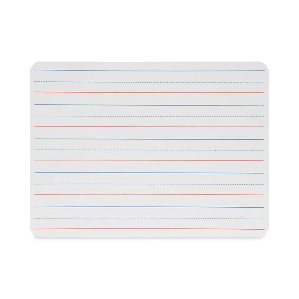 Magnetic Two-Sided Red and Blue Ruled Dry Erase Board, 12 x 9, Ruled White Front/Unruled White Back, 12/Pack