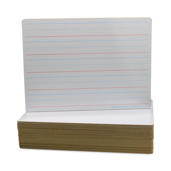 Two-Sided Red and Blue Ruled Dry Erase Board, 12 x 9, Ruled White Front/Unruled White Back, 24/Pack - Image 2
