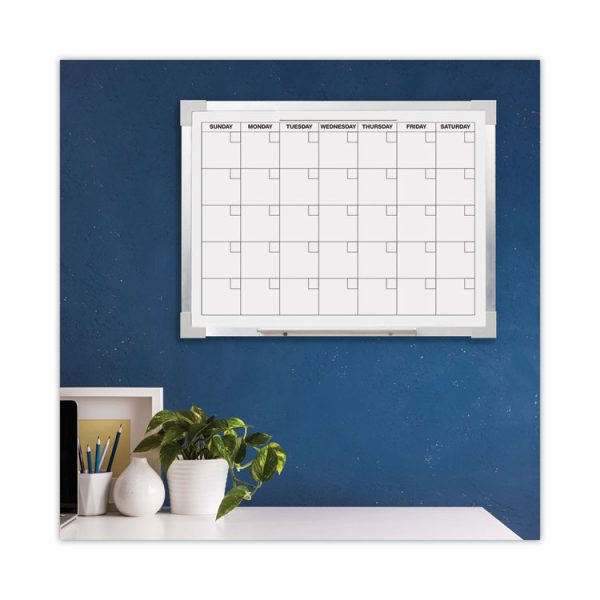 Framed Calendar Dry Erase Board, 24 x 18, White Surface, Silver Aluminum Frame - Image 4