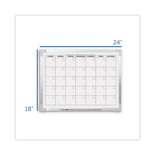 Framed Calendar Dry Erase Board, 24 x 18, White Surface, Silver Aluminum Frame - Image 3