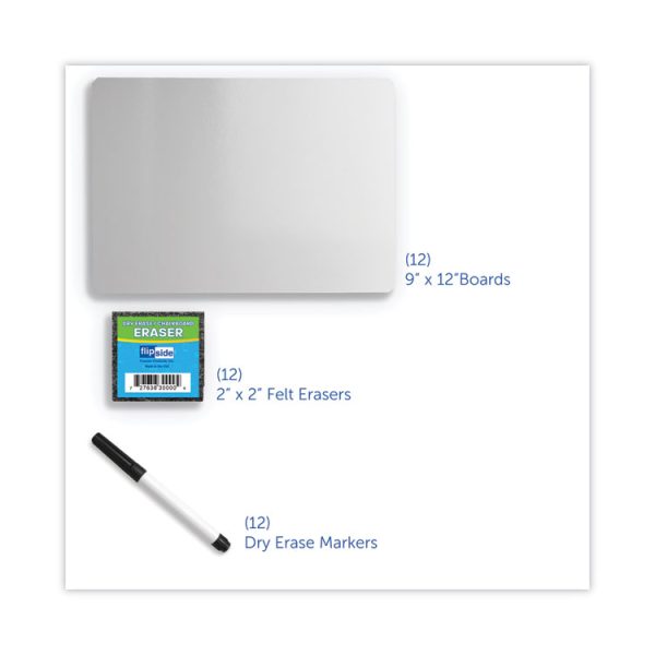 Dry Erase Board Set with Black Markers, 12 x 9, White Surface, 12/Pack - Image 3