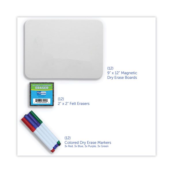 Dry Erase Board Set with Assorted Color Markers, 12 x 9, White Surface, 12/Pack - Image 6