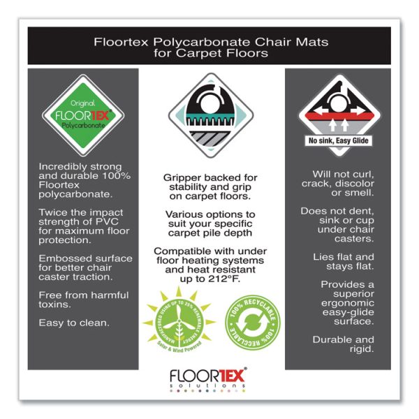 Cleartex Ultimat Xxl Polycarbonate Chair Mat For Hard Floors, 60 X 60, Clear - Image 7