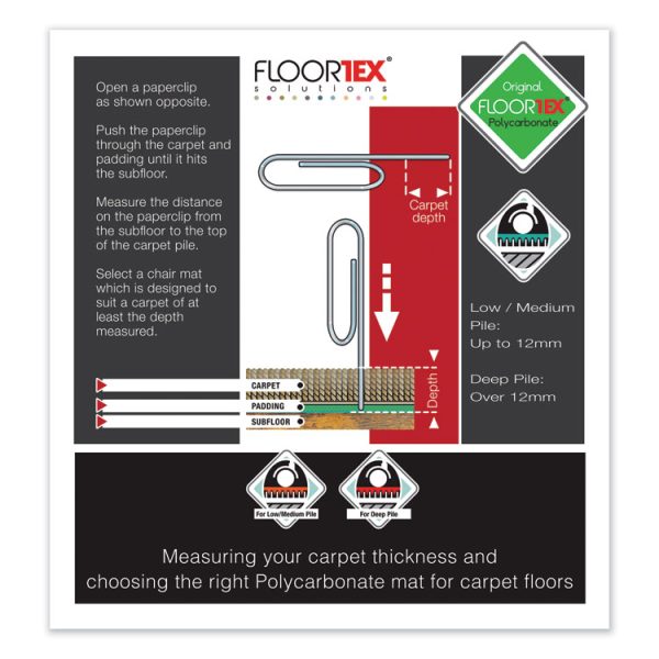 Cleartex Ultimat Polycarbonate Chair Mat For Low/medium Pile Carpet, 35 X 47, Clear - Image 8