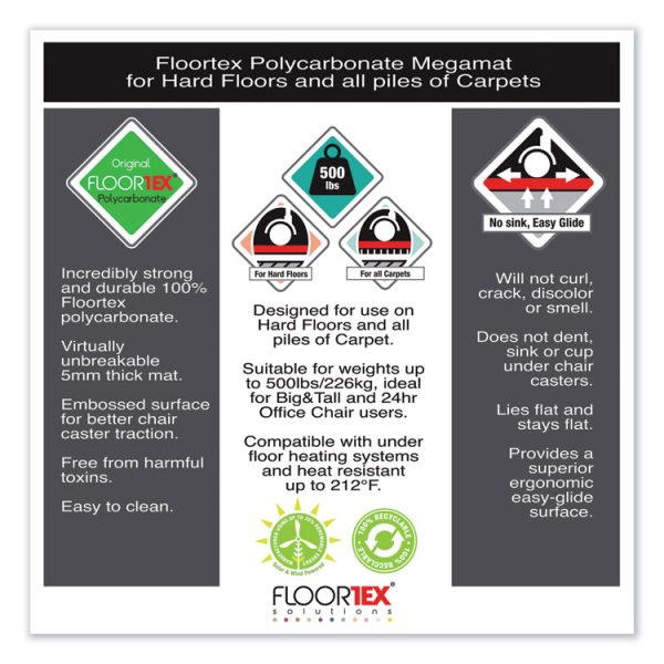 Cleartex Megamat Heavy-Duty Polycarbonate Mat For Hard Floor/all Carpet, 46 X 53, Clear - Image 9