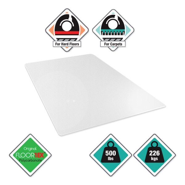 Cleartex Megamat Heavy-Duty Polycarbonate Mat For Hard Floor/all Carpet, 46 X 53, Clear - Image 4