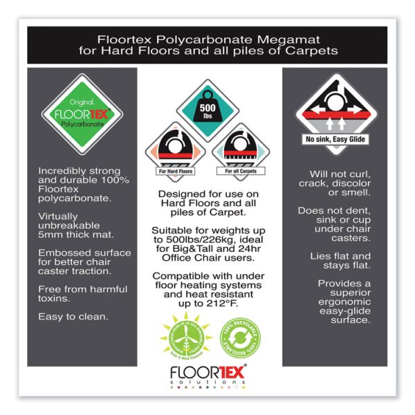 Cleartex Megamat Heavy-Duty Polycarbonate Mat For Hard Floor/all Carpet, 46 X 60, Clear - Image 8