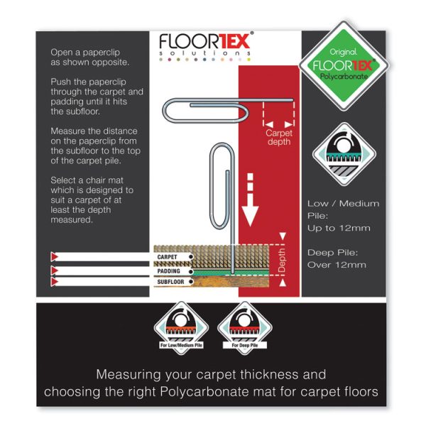Cleartex Ultimat Polycarbonate Chair Mat For Low/medium Pile Carpet, 48 X 53, Clear - Image 8