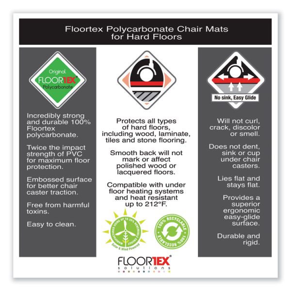 Cleartex Ultimat Polycarbonate Chair Mat For Hard Floors, 48 X 53, Clear - Image 8