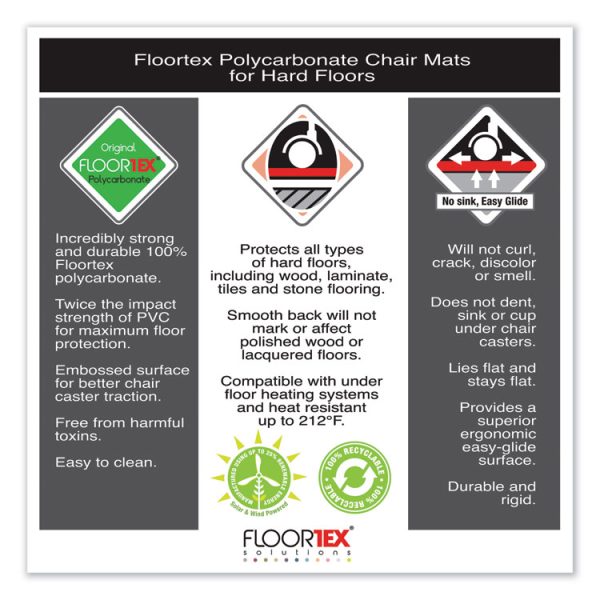Cleartex Ultimat Polycarbonate Chair Mat For Hard Floors, 48 X 60, Clear - Image 8