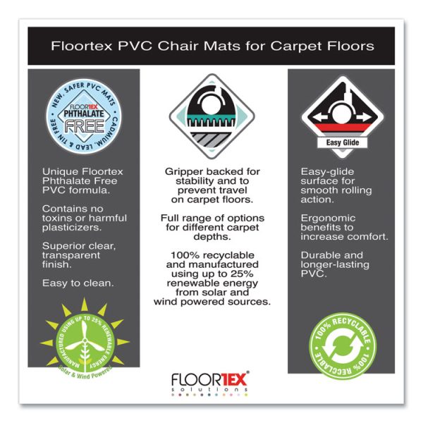 Cleartex Advantagemat Phthalate Free Pvc Chair Mat For Low Pile Carpet, 60 X 48, Clear - Image 10