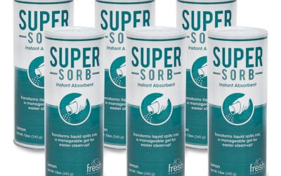 Super-Sorb Liquid Spill Absorbent, Lemon Scent, 720 oz Absorbing Volume, 12 oz Shaker Can, 6/Box