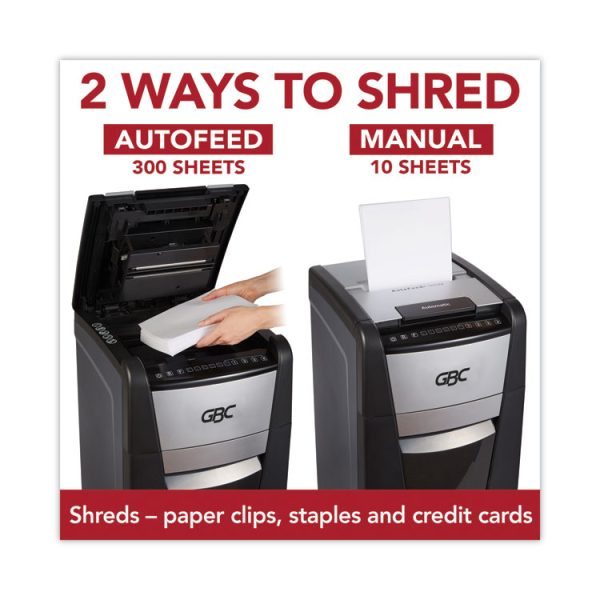 Autofeed+ 300X Super Cross-Cut Office Shredder, 300 Auto/10 Manual Sheet Capacity - Image 5