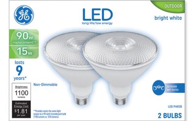 Led Par38 Non-Dimmable Outdoor Flood Light Bulb, 15 W, Bright White, 2/pack