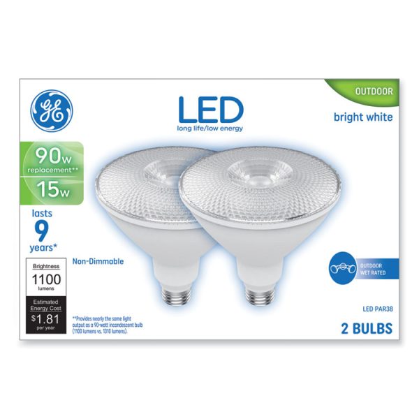 Led Par38 Non-Dimmable Outdoor Flood Light Bulb, 15 W, Bright White, 2/pack