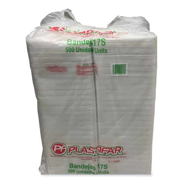 Meat Trays, #17S, 8.5 x 4.69 x 0.64, White, 500/Carton - Image 2