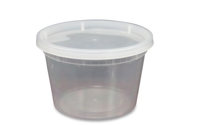 Plastic Deli Containers with Lid, 16 oz, Clear, Plastic, 240/Carton