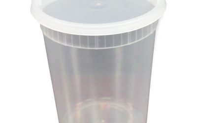 Plastic Deli Container with Lid, 32 oz, Clear, Plastic, 240/Carton