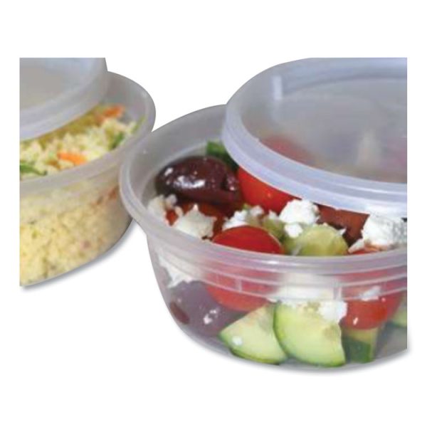 Plastic Deli Container with Lid, 8 oz, Clear, Plastic, 240/Carton - Image 3