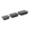 Microwavable Food Container with Lid, Rectangular, 32 oz, 8.81 x 6.02 x 2.24, Black/Clear, Plastic, 150/Carton - Image 3