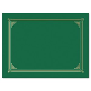 Certificate/Document Cover, 12.5 x 9.75, Green, 6/Pack