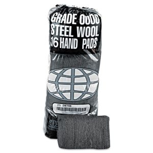 Industrial-Quality Steel Wool Hand Pad, #2 Medium Coarse, Steel Gray, 16/pack, 12 Packs/carton