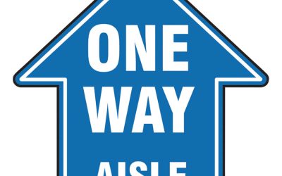 Slip-Gard Social Distance Floor Signs, 17 X 17, “one Way Aisle”, Blue, 25/pack