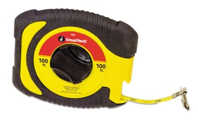 English Rule Measuring Tape, 0.38″ x 100 ft, Steel, Yellow