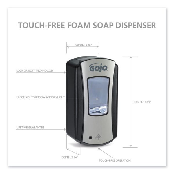 Ltx-12 Touch-Free Dispenser, 1,200 Ml, 5.75 X 3.33 X 10.5, Brushed Chrome/black - Image 3