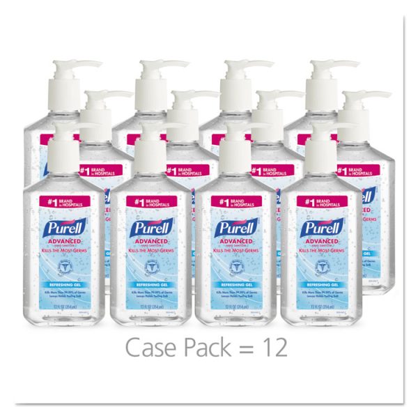 Advanced Hand Sanitizer Refreshing Gel, 12 oz Pump Bottle, Clean Scent, 12/Carton - Image 3