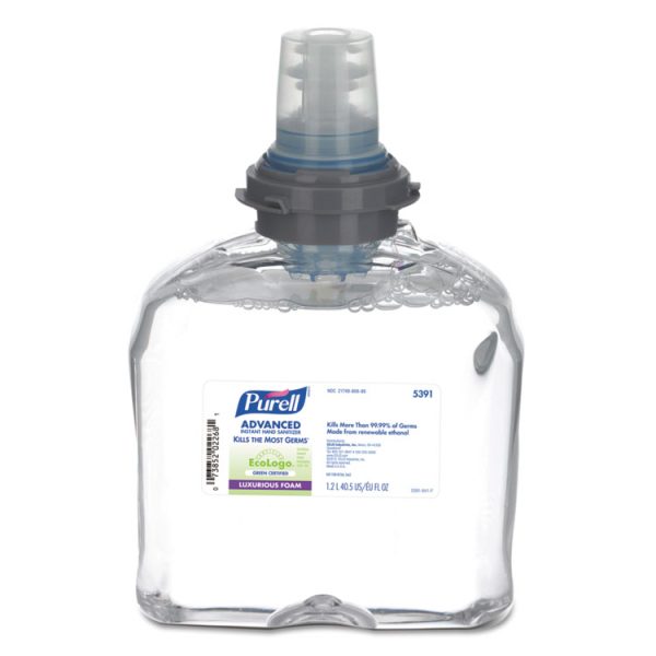 Advanced Hand Sanitizer Green Certified TFX Refill, Foam, 1,200 mL, Fragrance-Free, 2/Carton